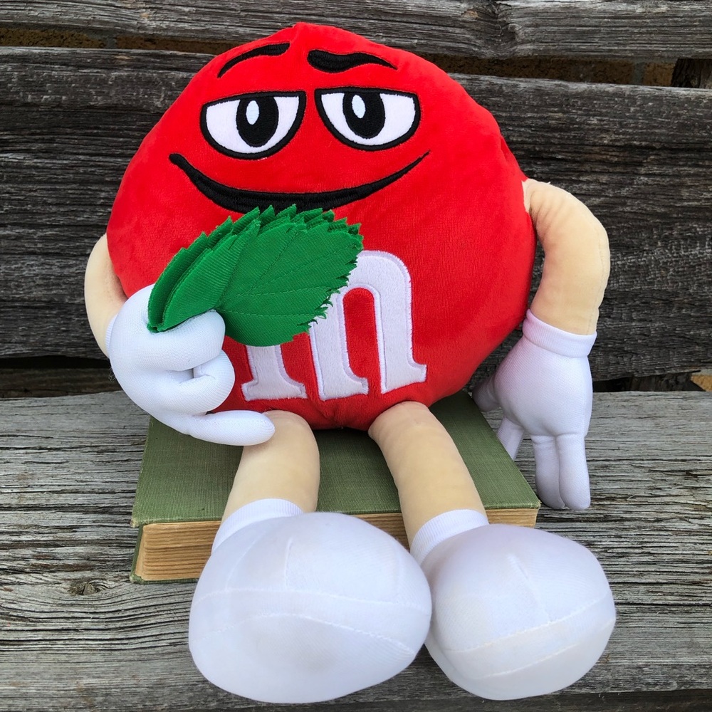 M&M’S Bamko red plush with mint leaves Shelf sitter stuffed animal toy plushie❤️
